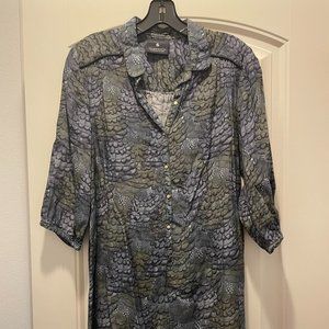 Maison Scotch feather printed 3/4 sleeve mini